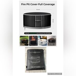 36 inch 600D Heavy Duty Outdoor Fire Pit Cover Round